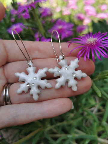 White Snowflake Earrings