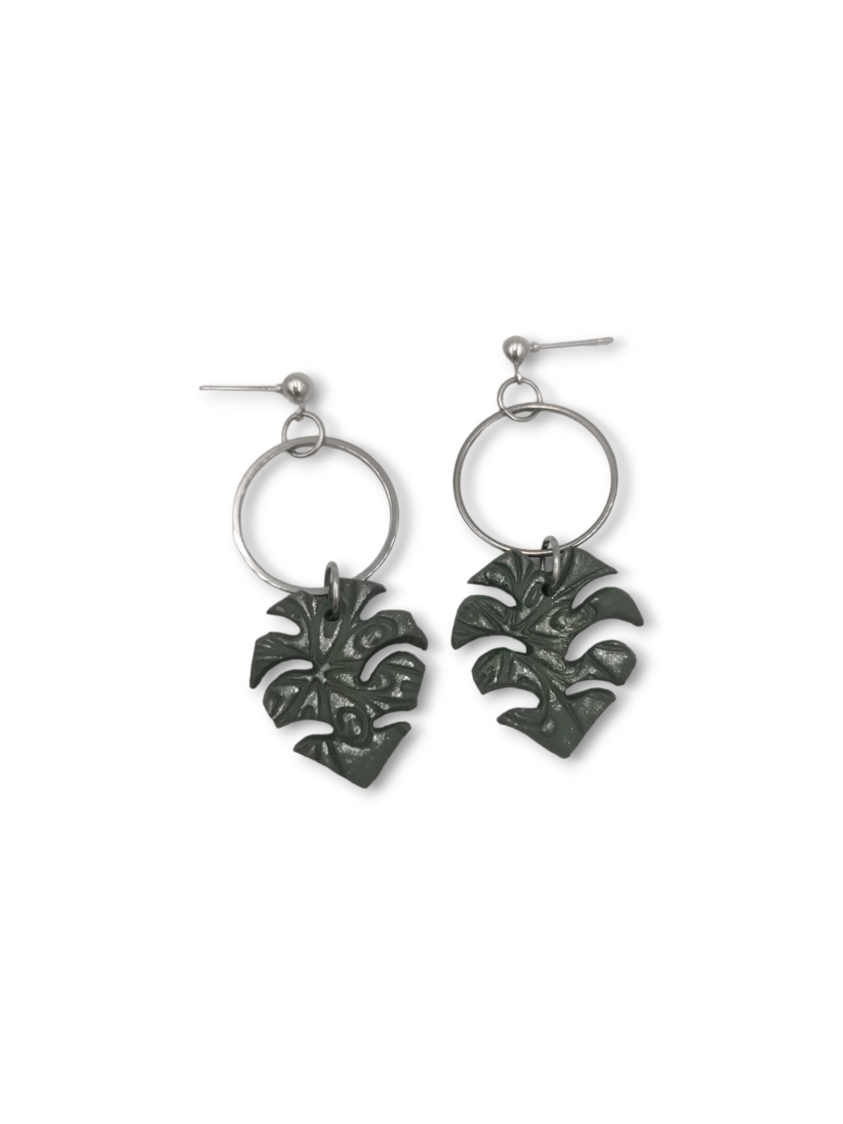 Monstera Hoop Earrings